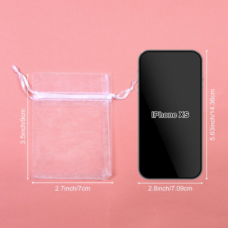 SumDirect 100PCS 3x4 Inches Organza Gift Bags with Drawstring-White - Image 2